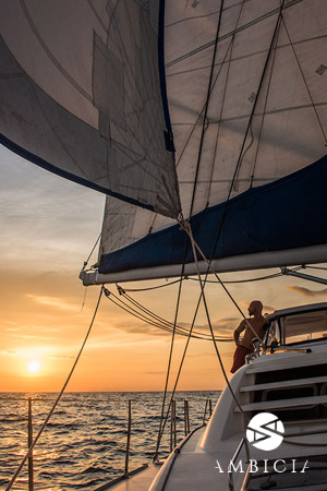 sunset with catamaran